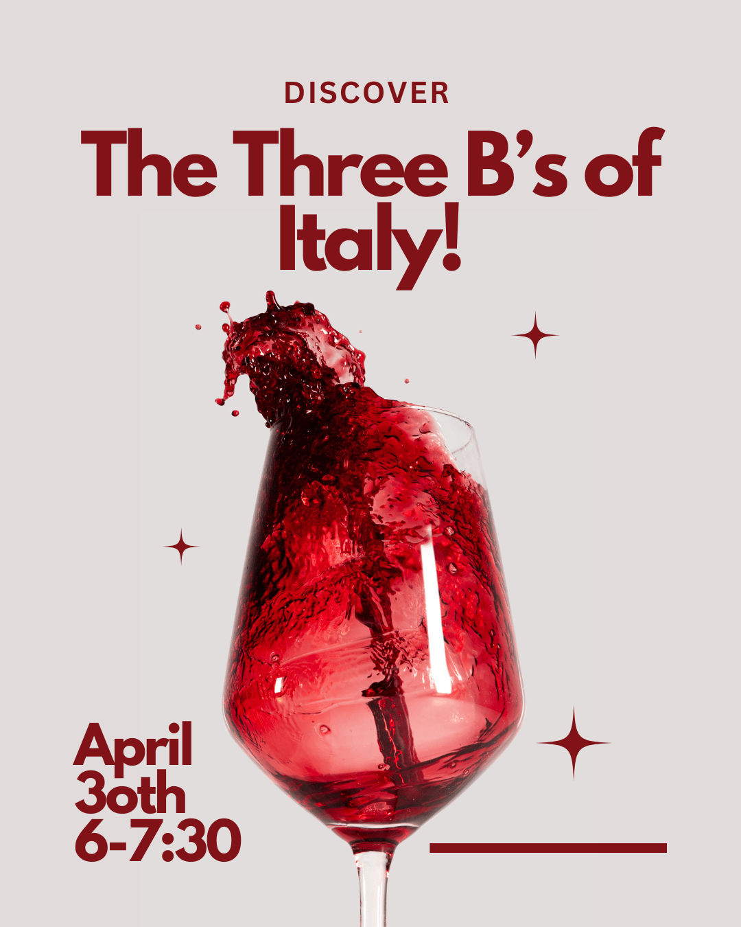 Event Tickets (04/30/26) $45 Discover the Three 'B's" of Italy-Holly Springs