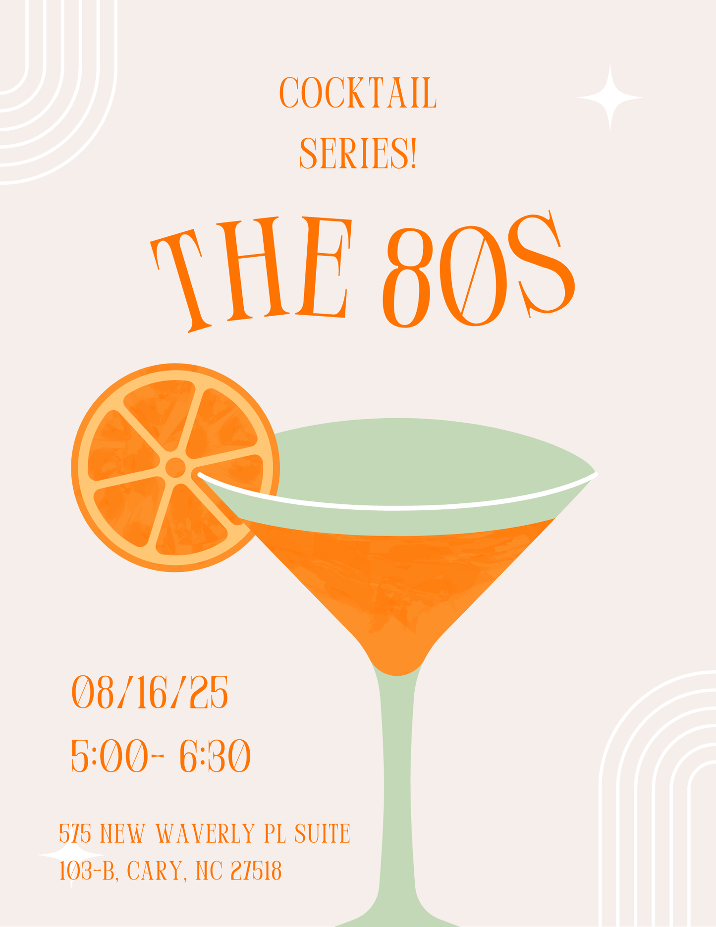 Event Tickets (08/16/25) $45 "A Taste Through the Decades" Cocktail Series the 80s-Cary