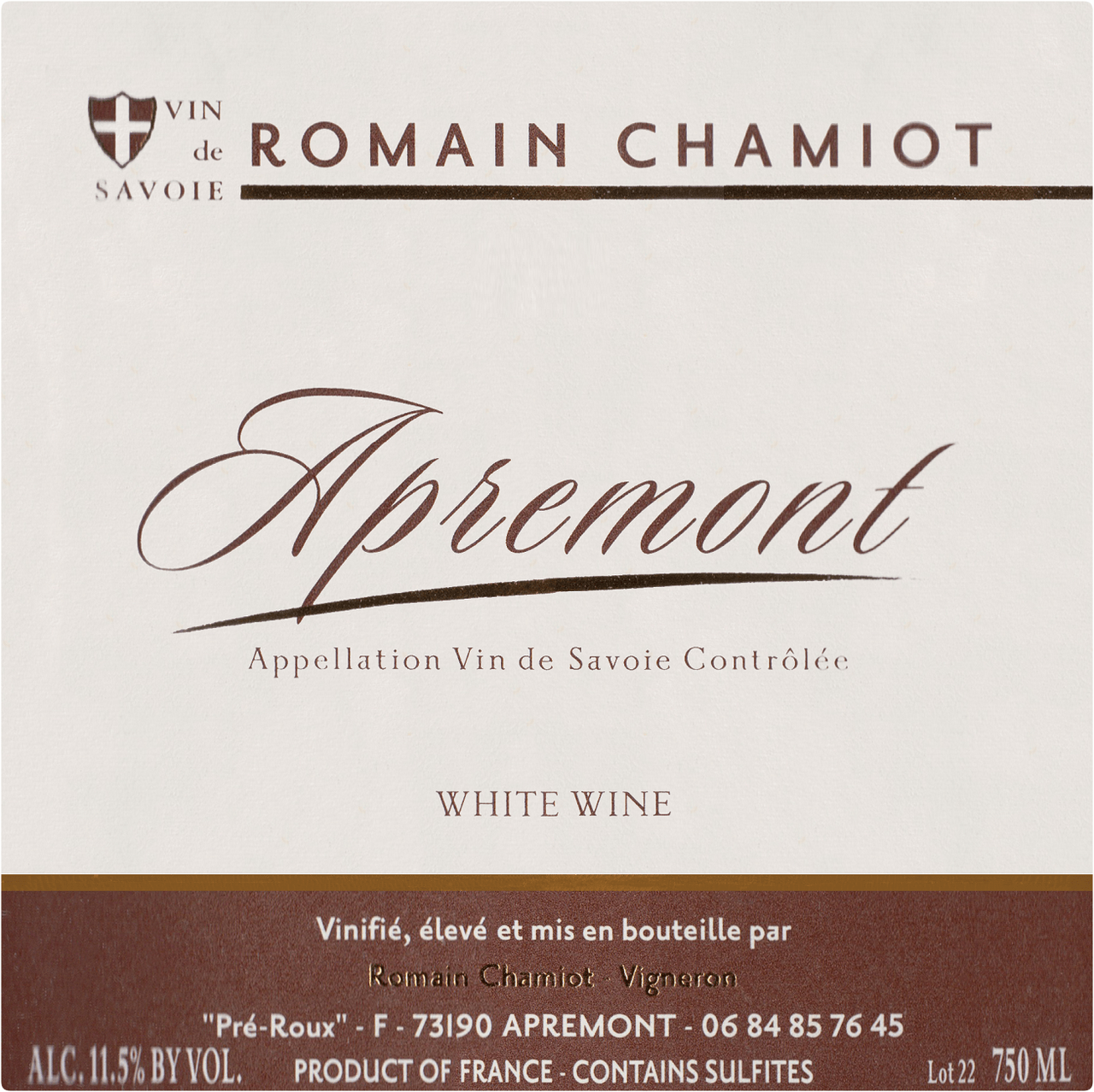 Wine Romain Chamiot Apremont