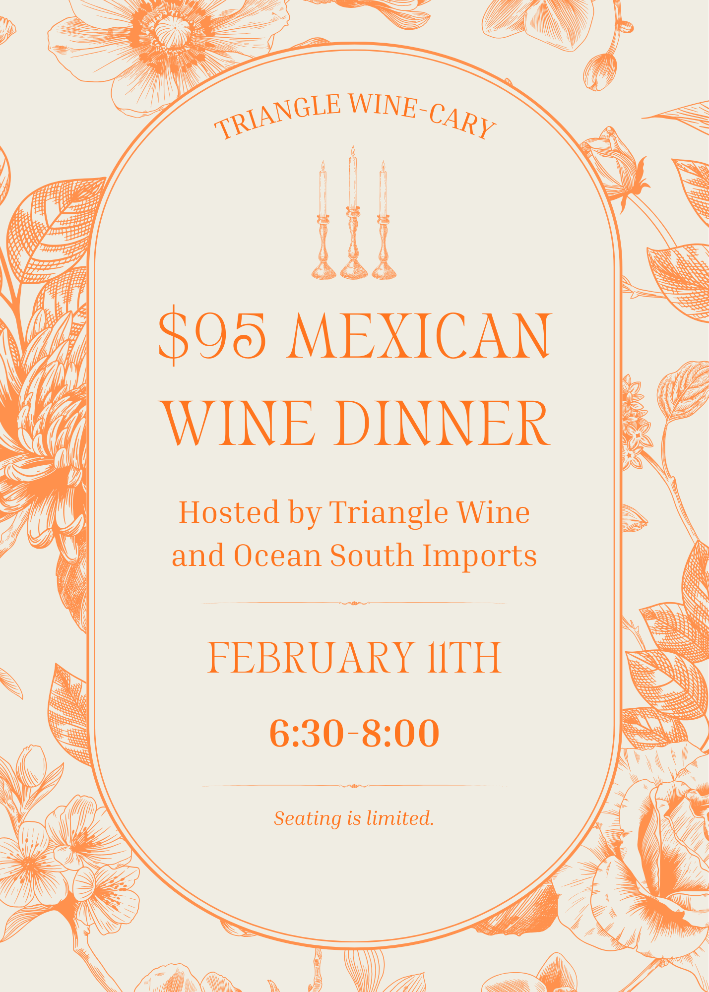 Event Tickets (02/11/26) $95 Four-Course Mexican Wine Exploration Dinner-Cary
