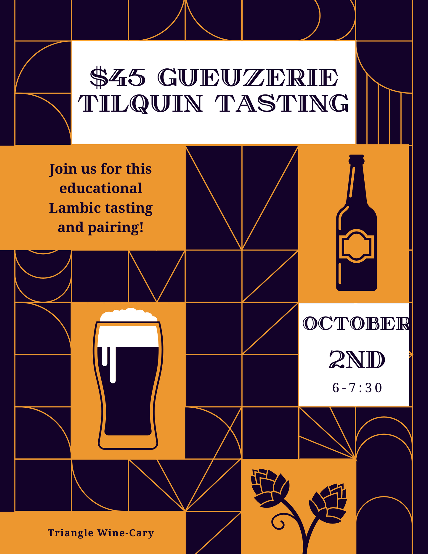 Event Tickets (10/02/25) $45 Gueuzerie Tilquin Tasting and Pairing Class-Cary