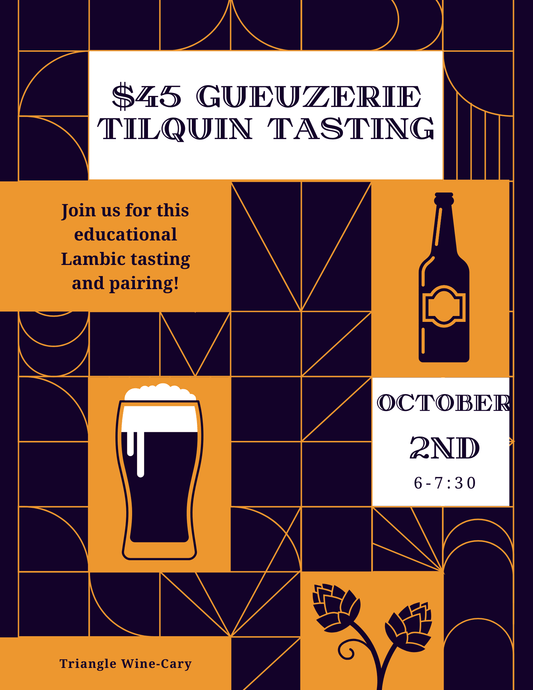 Event Tickets (10/02/25) $45 Gueuzerie Tilquin Tasting and Pairing Class-Cary