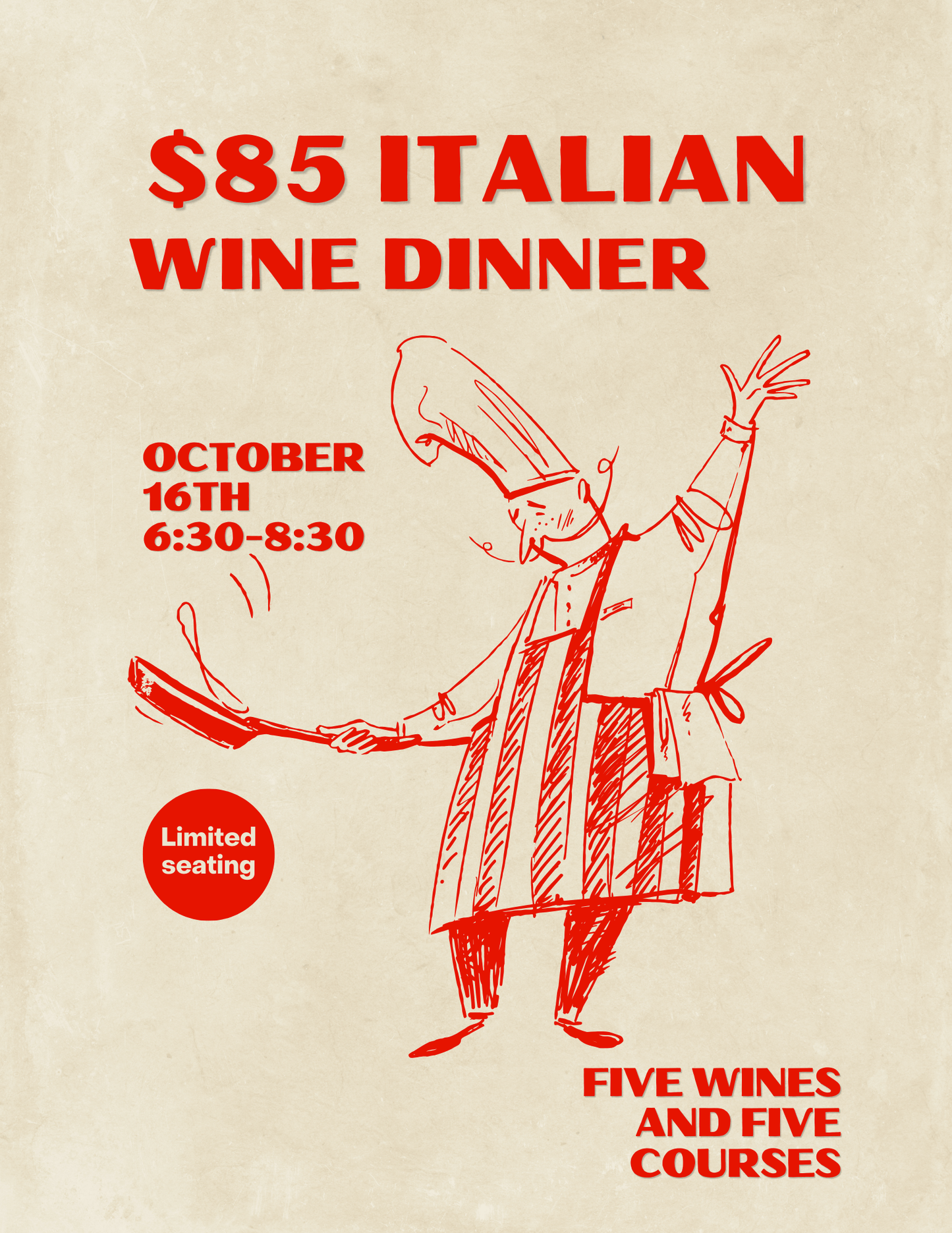 Event Tickets (10/16/24) $85 A Fall in Italy Wine Dinner-Cary