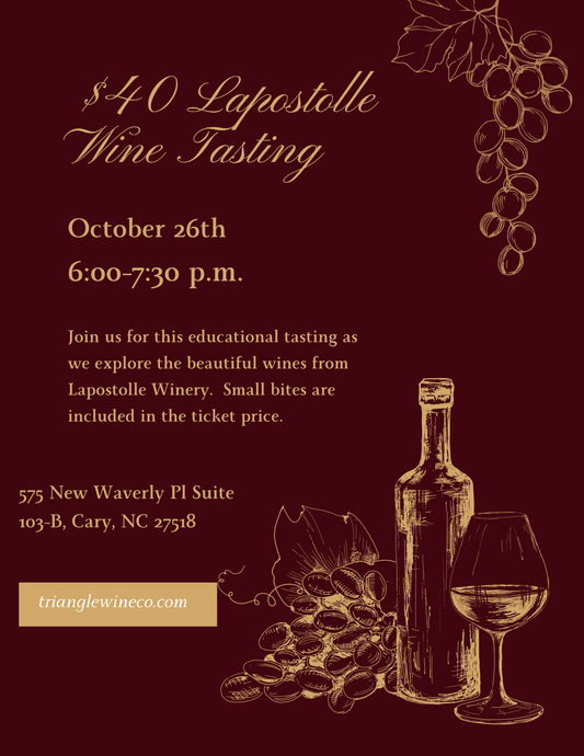 Event Tickets (10/26/23) $40 Lapostolle Wine Tasting-Cary