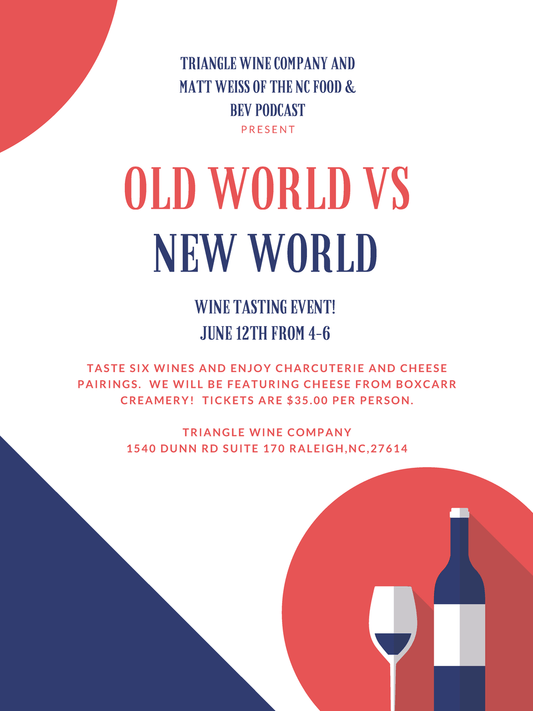 Event Tickets 6/12/21 Old World vs New World with Charcuterie - Raleigh