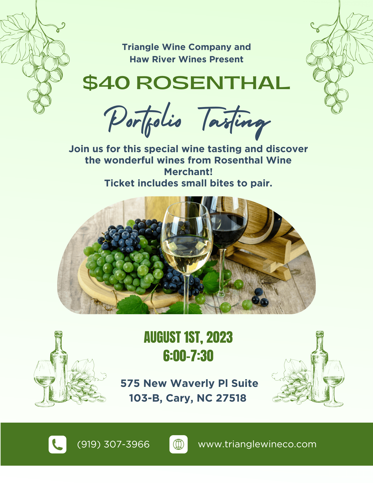 Event Tickets (8/1/23) $40 Rosenthal Portfolio Tasting-Cary