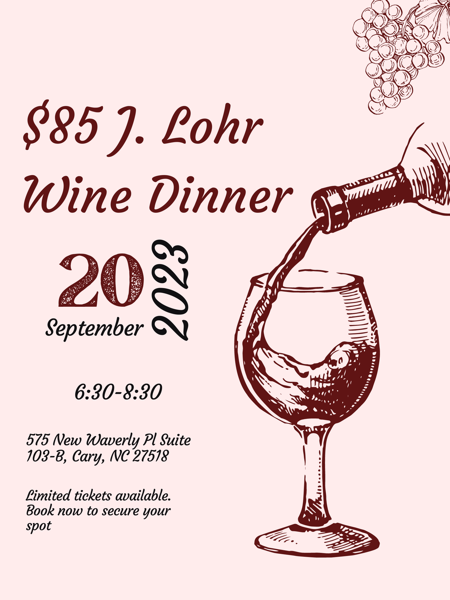 Event Tickets (9/20/23) $85 J Lohr Wine Dinner-Cary